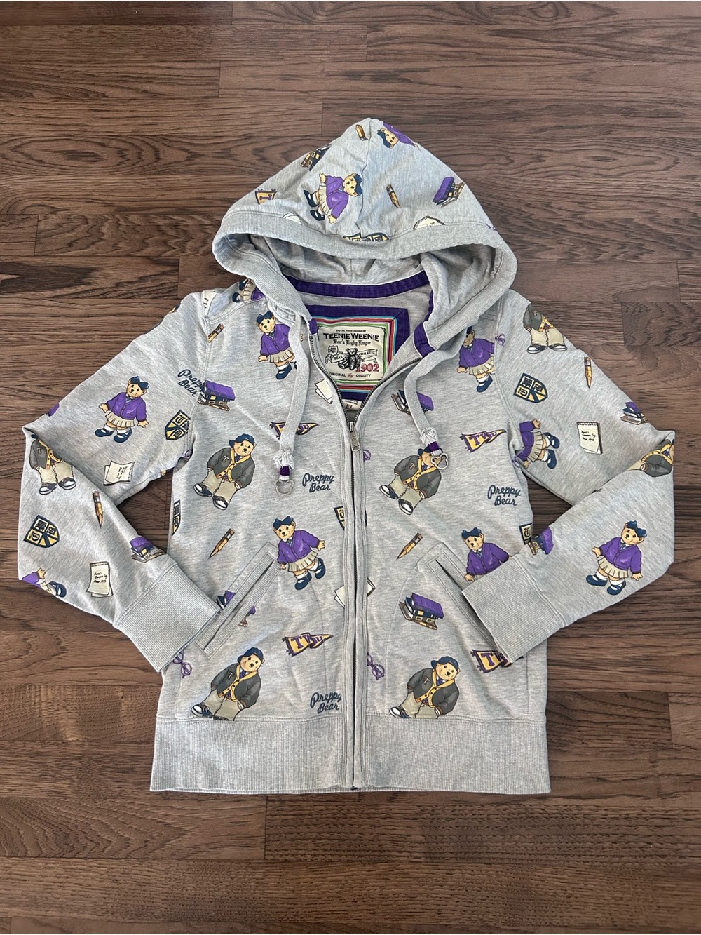 Women’s Teenie Weenie Full Zip Hoodie Korean/ preppy/ teddy bear/ rugby league